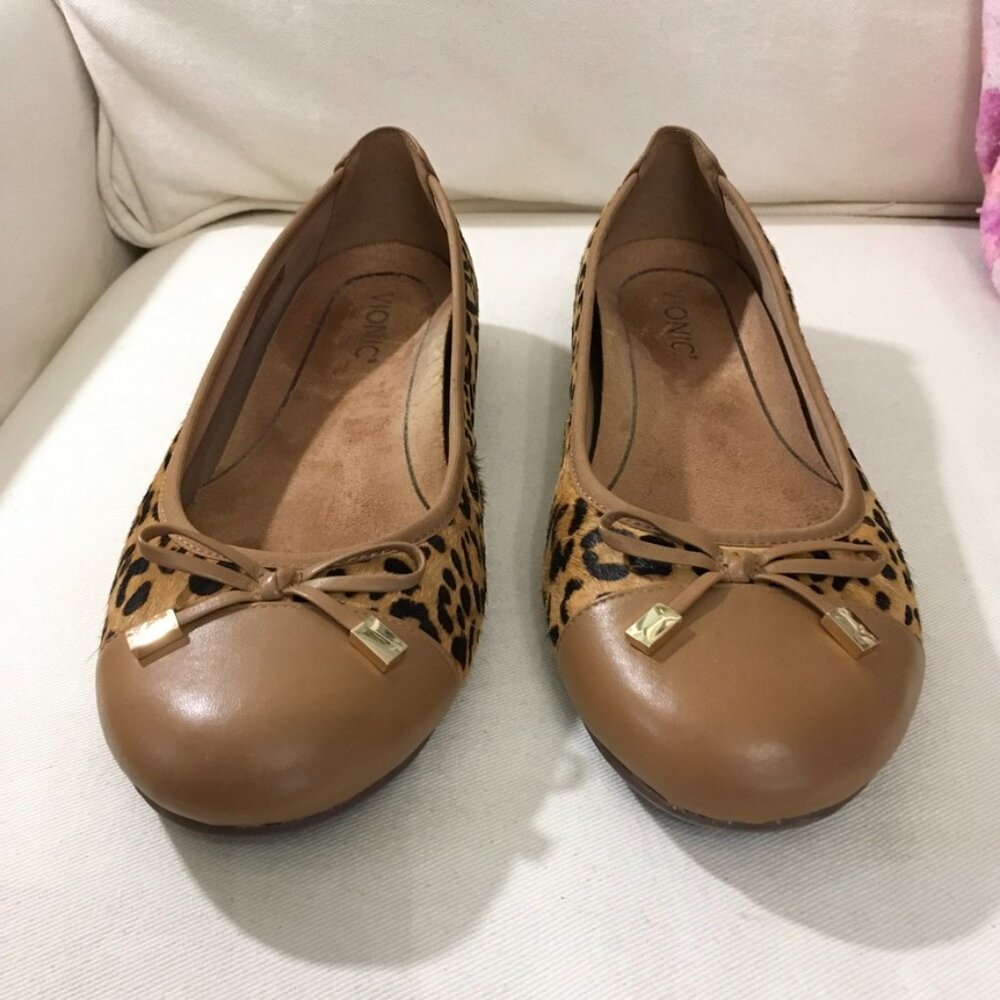 Vionic Minna Ballet Flats Calf Hair Leopard Print - Picture 2 of 6